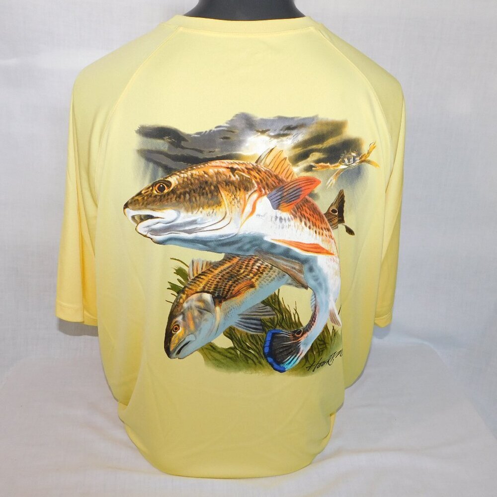Trophy Wear Yellow Fishing Bass Graphic Outdoors Short Sleeve Shirt Mens XL